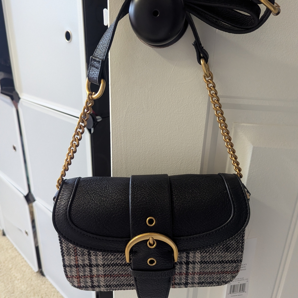 Rosetti Black and Gray Crossbody Bag with Gold Accents
